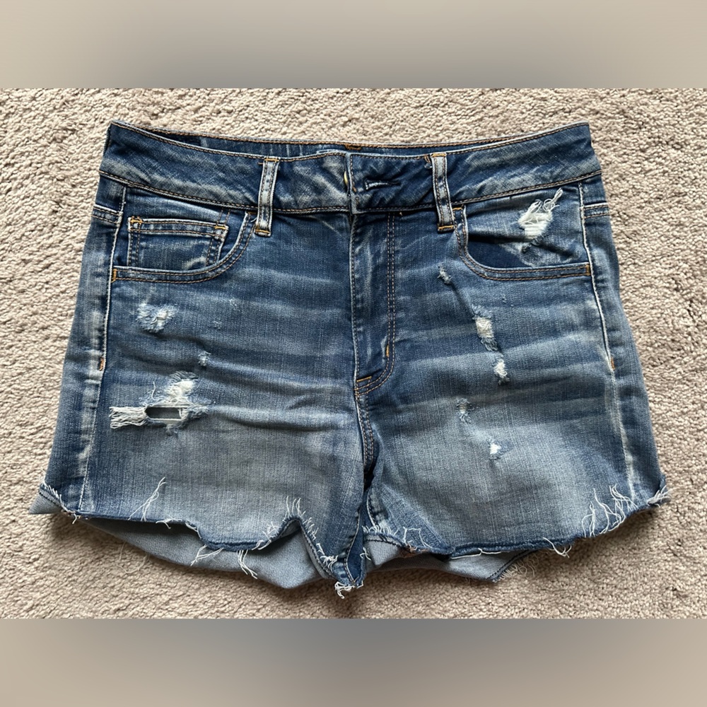 American Eagle Outfitters Super Stretch Hi Rise Shortie Jean Shorts Size…